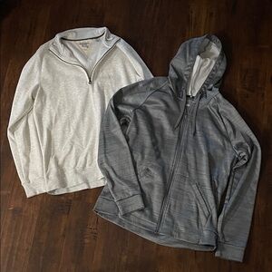 Gray and White/light grey Zip-Up Hoodies